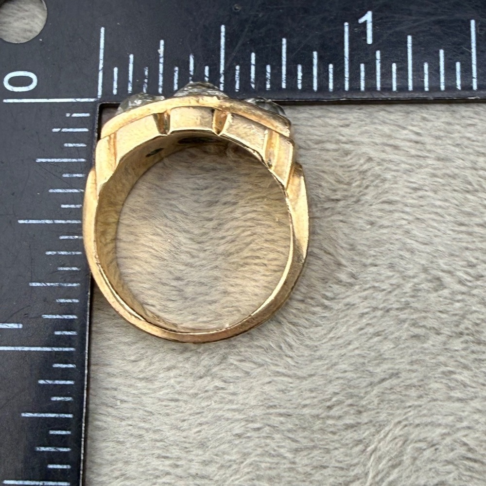 Vintage Uncas Gold Filled Ring 3 Rhinestone Trilogy Band Size 8.25 - Picture 15 of 16
